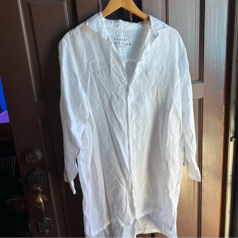 Frank & Eileen Hunter Linen White Shirt Dress - Picture 2 of 8